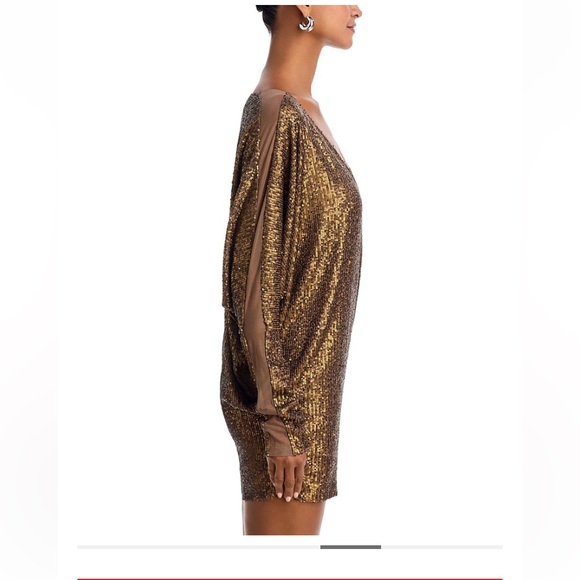 Norma Kamali Bronze Sequin Long Sleeve Dress - Picture 8 of 10